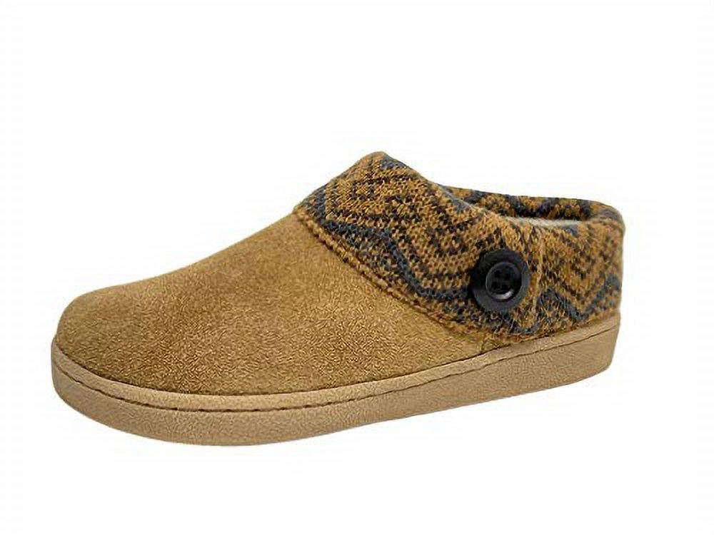 Knitted Collar Clog Plush Faux Fur Lining Slippers Tan/Aztek Multi (Tan/Aztek Multi, 11)